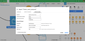 Dataiku DSS screenshot showing regular dataset export